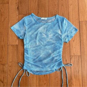 Sky Blue Mesh Top w Adjustable Side Ties 🩵
